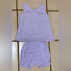 W Color Works Toddler Girl’s 2T purple seersucker & bloomers sunsuit set ruffles